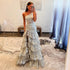 Luxury Silver Tiered Beaded One Shoulder Formal Evening Dress LA72593B - SERENE HILL