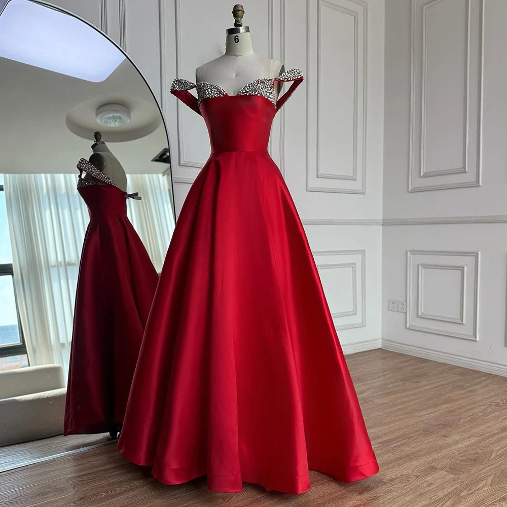 Luxury Red Beaded A-Line Prom Dress with Spaghetti Straps LA73049 - SERENE HILL
