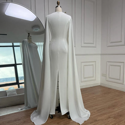Elegant Blue Mermaid Evening Dress with Cape Sleeves LA72200 - SERENE HILL