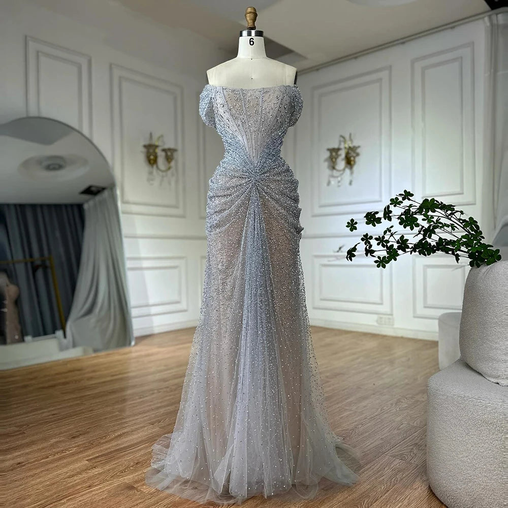 designer nude dress One Shoulder Embellished Sheer Gown 46870