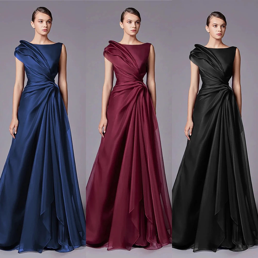 Burgundy Elegant A-Line Evening Dress with Draped Shoulder LA72944 - SERENE HILL