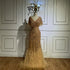 Luxury White Nude Beaded Feather Mermaid Evening DressLA72837 - SERENE HILL
