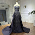 Luxury Dubai Blue Crystal Beaded Evening Dress with Overskirt LA72757 - SERENE HILL