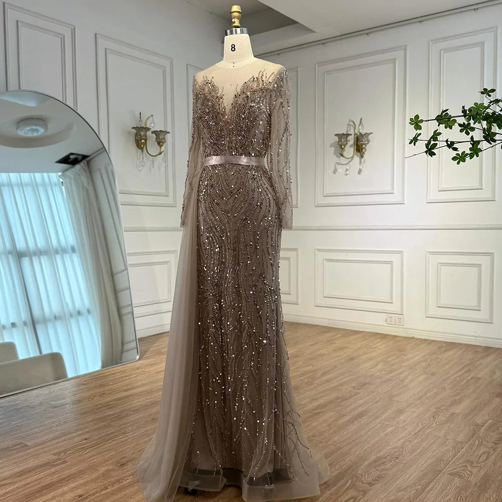 Luxury Purple Lace Beaded Mermaid Evening Dress with Skirt LA71752 - SERENE HILL