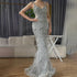 Luxury Grey Feather Beaded Spaghetti Straps Evening Dress LA71652A - SERENE HILL
