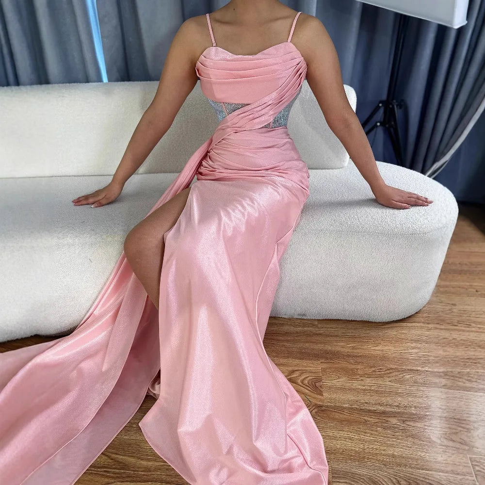 Elegant Pink Glitter Prom Dress with Slit LA72997 - SERENE HILL