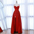 Luxury Red Beaded High Slit Evening Gown with Overskirt LA72936 - SERENE HILL
