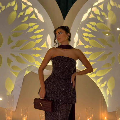Elegant Arabic Designer Purple Two Pieces Evening Dress for Wedding Guest LA73219 - SERENE HILL