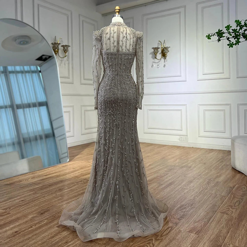 Modest Caramel Mermaid Evening Dress With Long Sleeve LA72826A - SERENE HILL