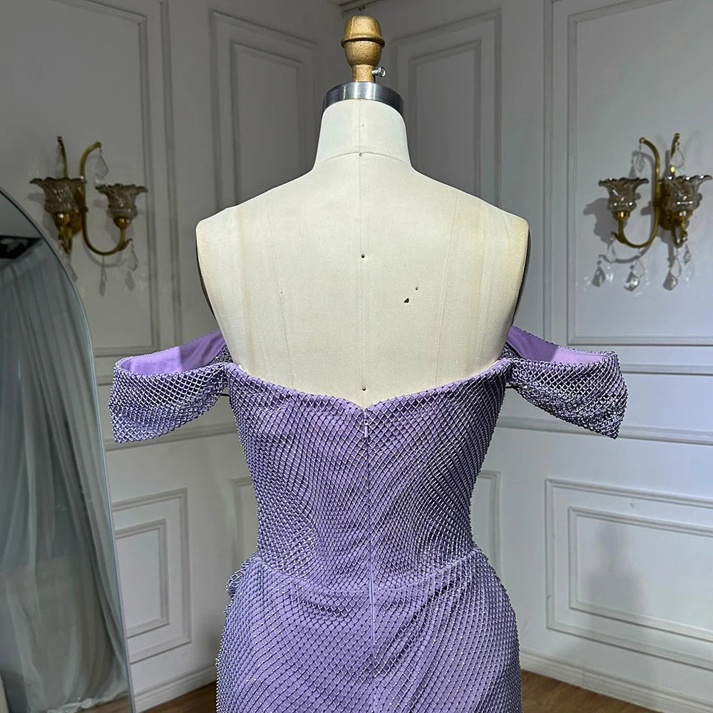 Dubai Elegant Purple Evening Dress with Sleeveless Tulle LA72790 - SERENE HILL