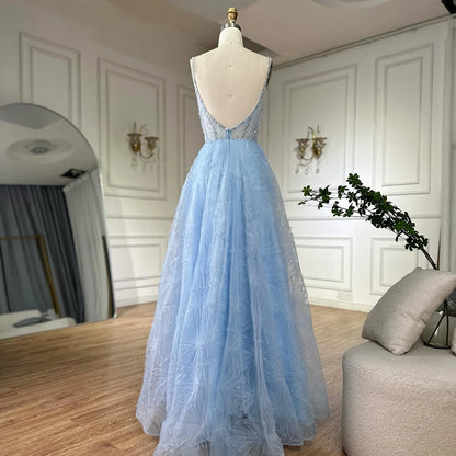 Serene Hill 2025 Arabic Sage Green Elegant Spaghetti Strap A-Line Prom Dress LA72636 - SERENE HILL