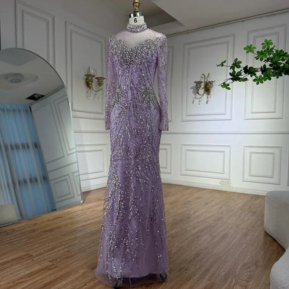 Luxury Silver Nude Beaded Mermaid Evening Dress LA73083 - SERENE  HILL
