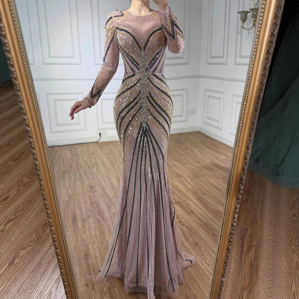 Luxury Pink Modest Dubai Mermaid Evening Dress Long Sleeevs 2026 luxury-pink-modest-dubai-mermaid-evening-dress-long-sleeevs-2026