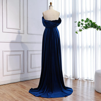 Luxury Arabic Navy Blue Evening Dress LA73416 - SERENE HILL