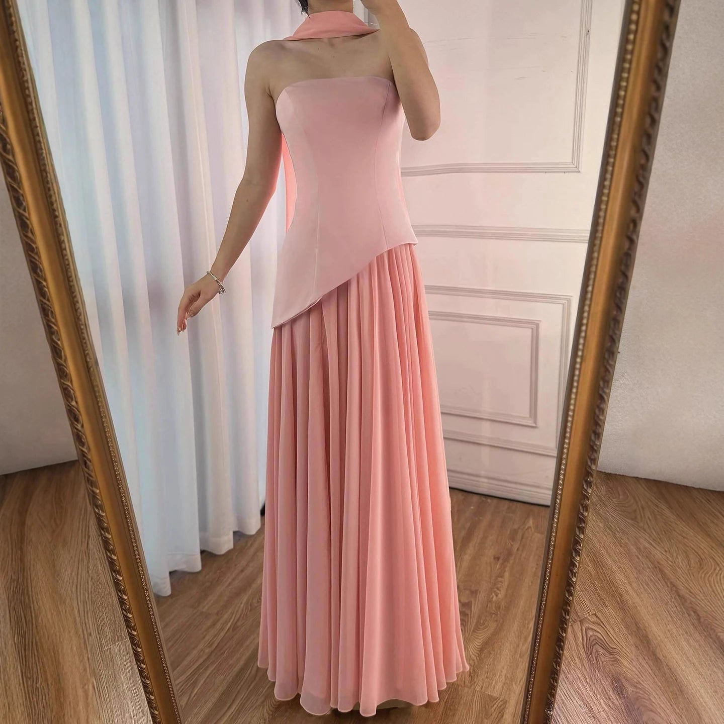 Luxury Lilac Elegant Evening Dress Flowing Skirt LA73165 - SERENE HILL