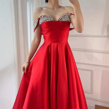 Luxury Red Beaded A-Line Prom Dress with Spaghetti Straps LA73049 - SERENE HILL