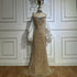 Luxury Famous White Nude Pearls Beaded Mermaid Evening Dress With Cape LA72802 - SERENE HILL