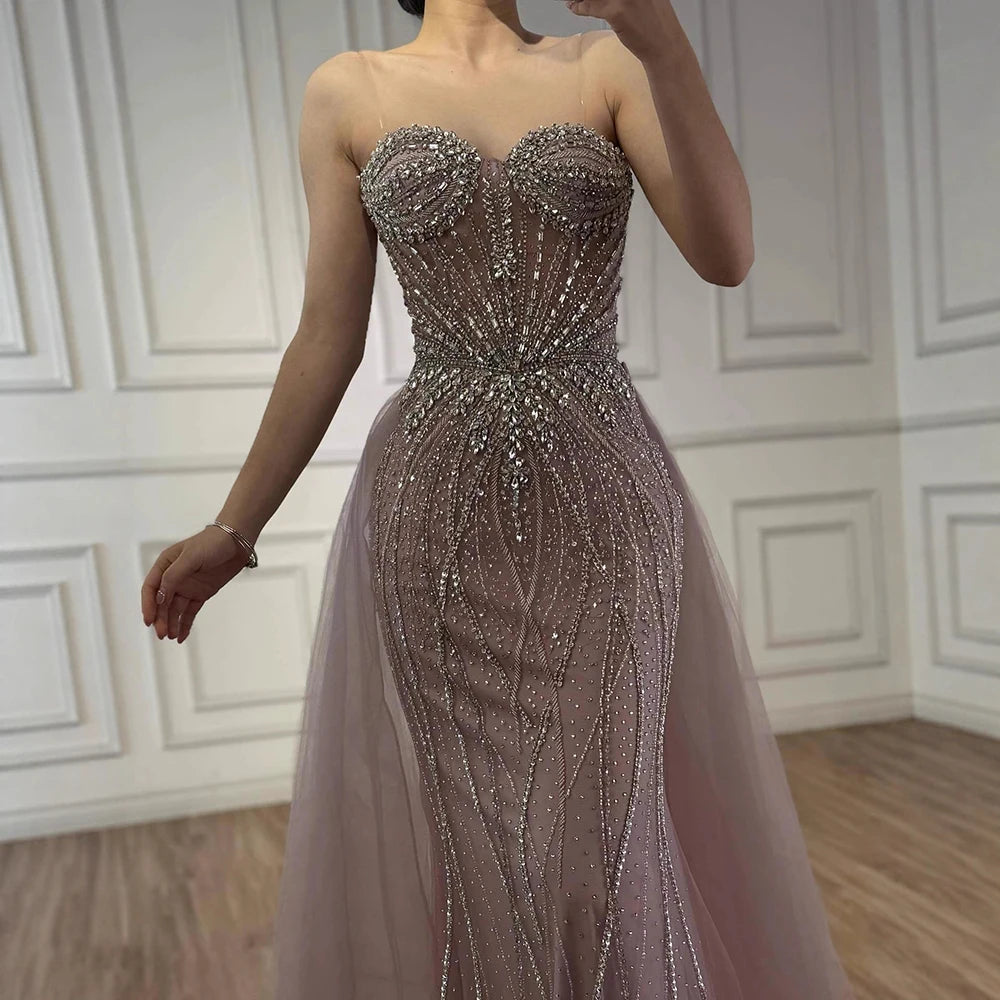 Luxury Nude   Beaded Mermaid Evening Dress LA73133