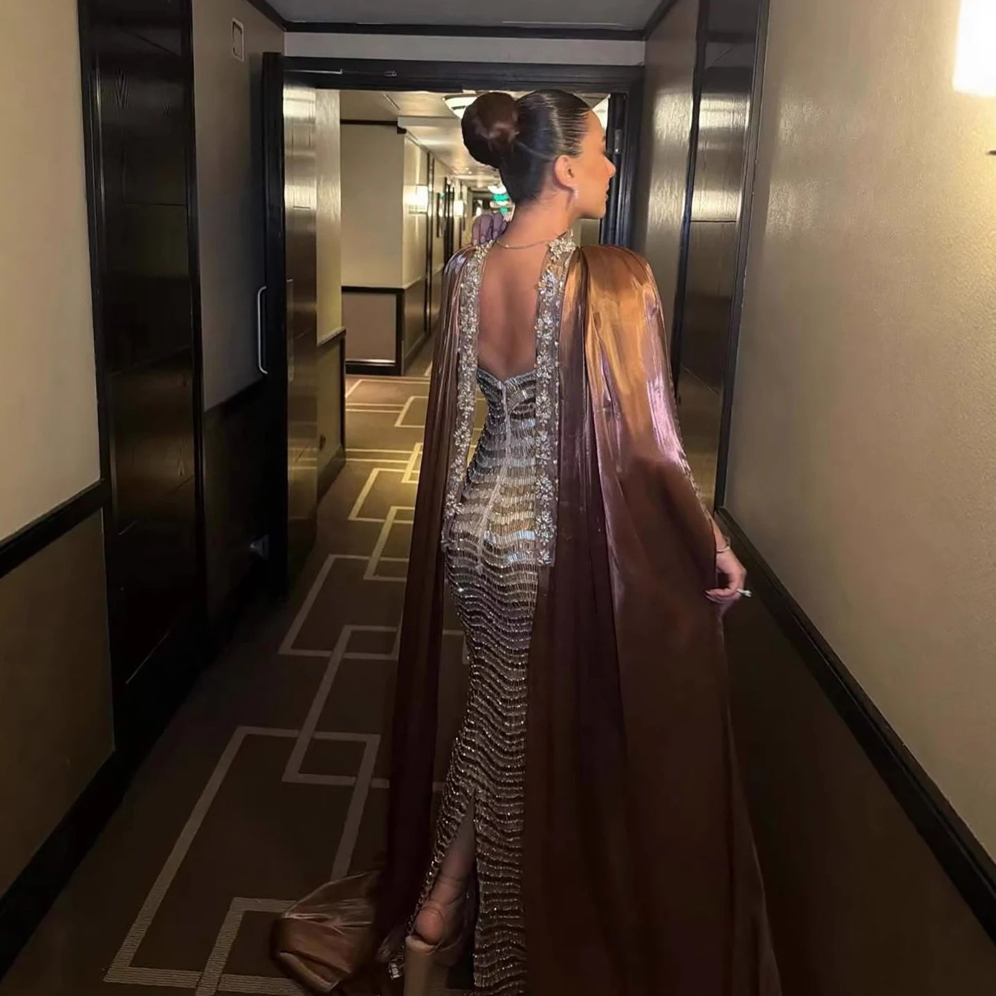 Luxury Caramel Beaded Mermaid Evening Dress LA73447 - SERENE HILL