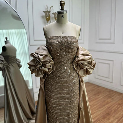 Luxury Arabic Dusty Rose Evening Dresses with Cape LA72543 - SERENE HILL
