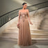 Luxury Nude Off Shoulder A-Line Beaded Evening Dress LA73038 - SERENE HILL