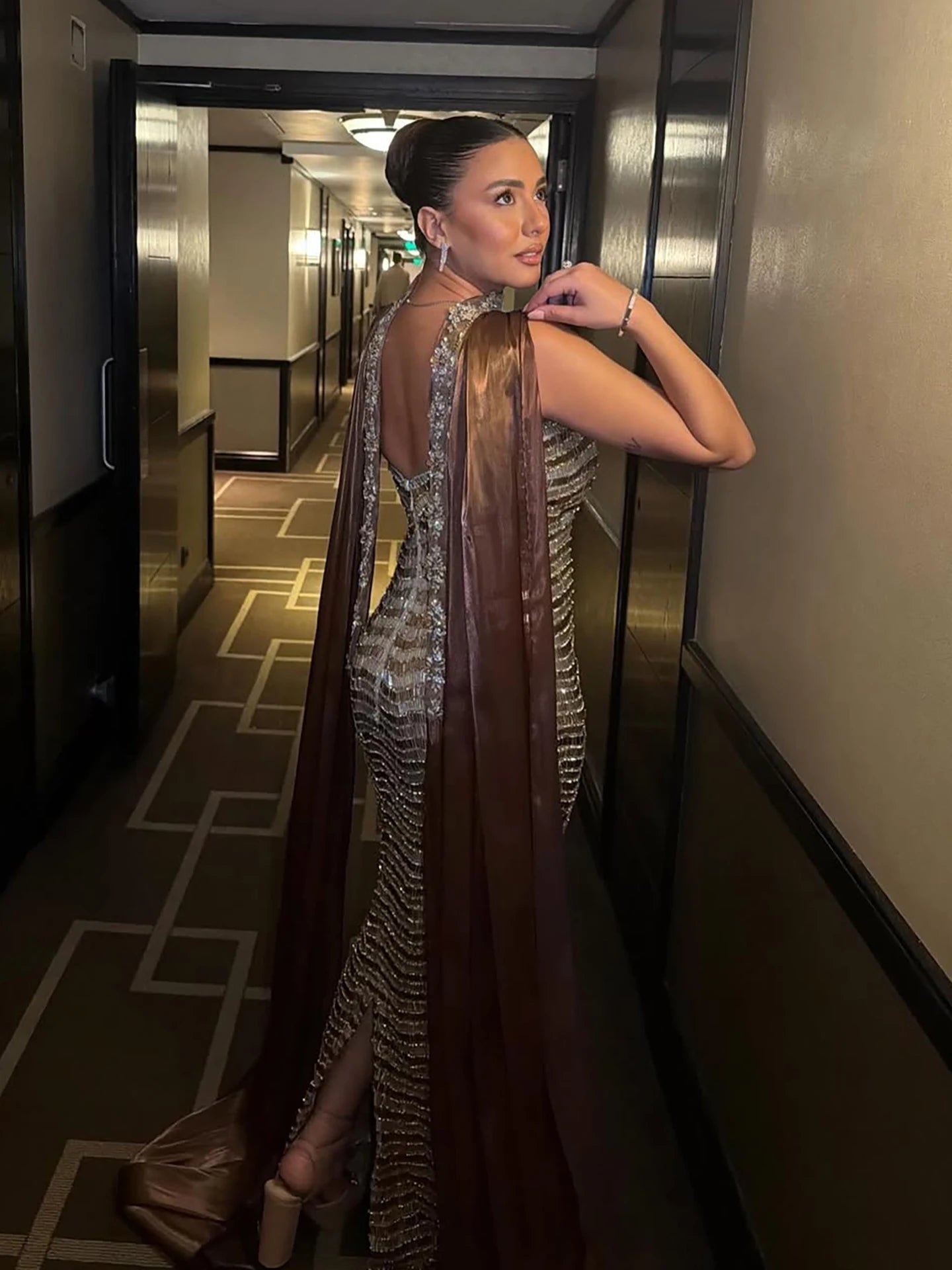 Luxury Caramel Beaded Mermaid Evening Dress LA73447 - SERENE HILL