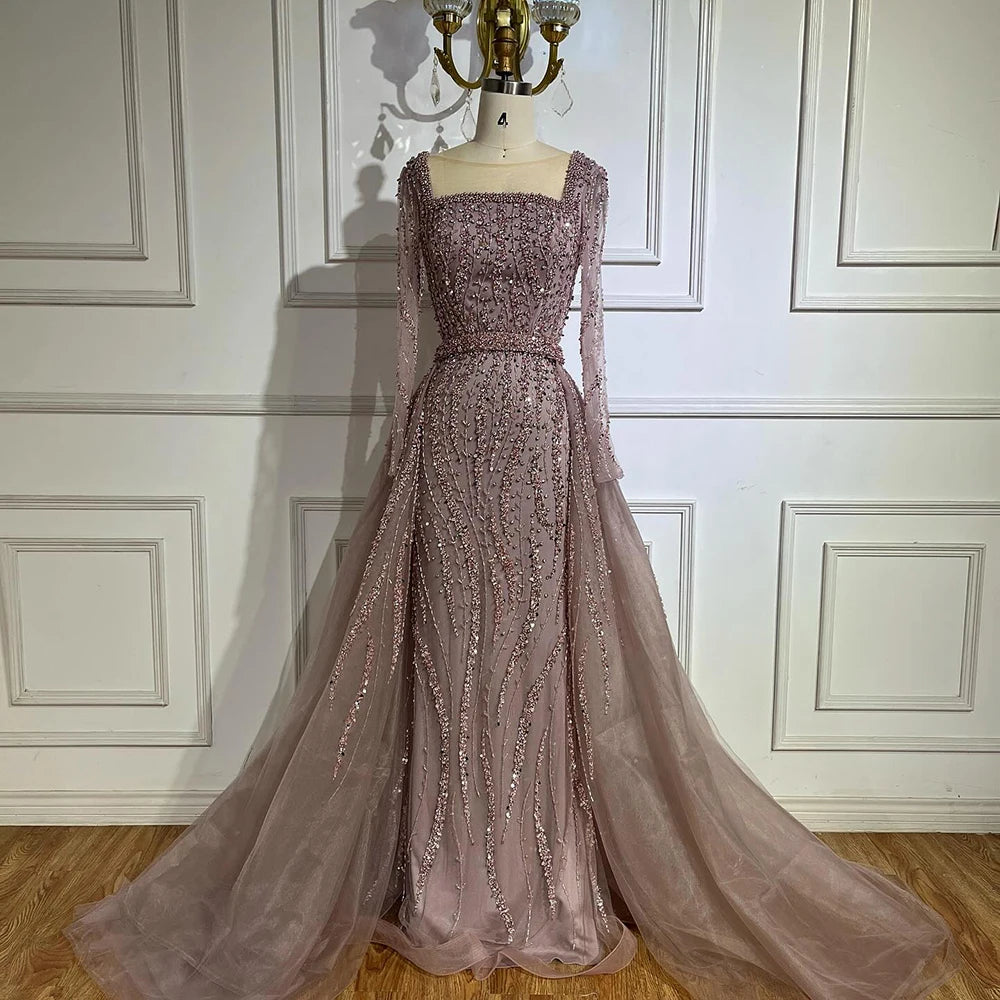 luxury pink evening dress