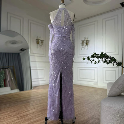 Luxury Nude Mermaid Evening Dresses with Gloves LA72032A - SERENE HILL