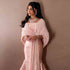 Luxury Dubai Grey Peach Arabic Evening Gown with Ruffles Shawl LA73270 - SERENE HILL