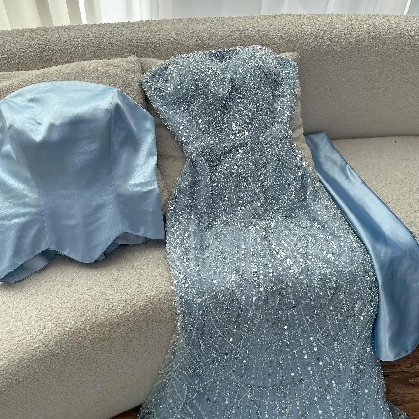 Blue Arabic Dubai Designer A-Line Evening Dress for Women Party LA73216 - SERENE HILL