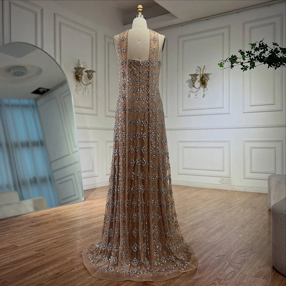 Luxury Nude Beaded Mermaid Evening Dress for Occasion Saudi LA72871 - SERENE HILL