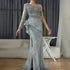 On Sale no return no refund Grey One Shoulder Luxury Evening Dresses Gowns 2025 Beaded Mermaid Elegant For Women Party Serene Hill LA71622 - SERENE HILL