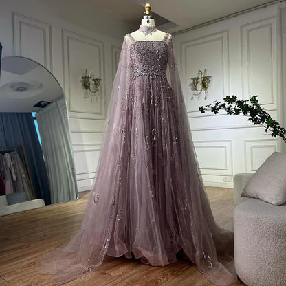 Luxury Designer Nude A-Line Crystal Beaded Arabic Evening Dress LA72764 - SERENE HILL