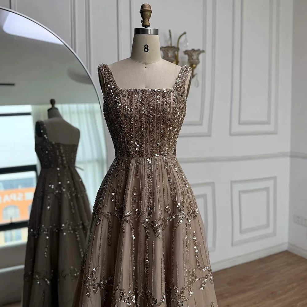 Elegant Sage Green Beaded A-Line Evening Dress LA73064 - SERENE HILL