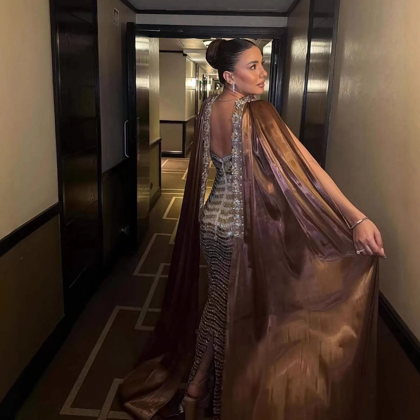 Luxury Caramel Beaded Mermaid Evening Dress LA73447 - SERENE HILL
