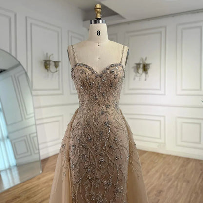 Luxury Nude Beaded Evening Dress with Overskirt 2025 LA73121 - SERENE HILL