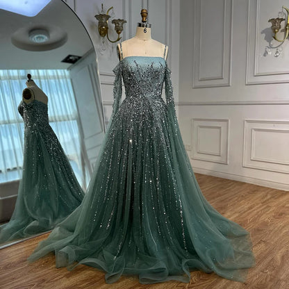 Luxury Caramel Evening Dress with Cape sleeves LA72957 - SERENE HILL