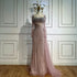 Luxury Nude Beaded Crystal Evening Dress with Overskirt LA72812 - SERENE HILL