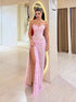 Luxury Pink Saudi Arabic Lace Embroidery Evening Dress LA73373 - SERENE HILL