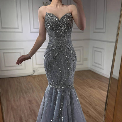 Luxury Pink Beaded Mermaid Evening Dress LA73124 - SERENE HILL