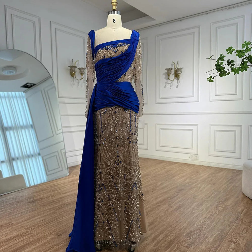 royal blue elegant dress Glamorous Royal Blue Sweetheart Prom Dress Mermaid Long Evening Gowns With Split main image 0