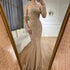 Dubai Elegant White Nude Beaded Evening Dress with Gloves LA72649 - SERENE HILL