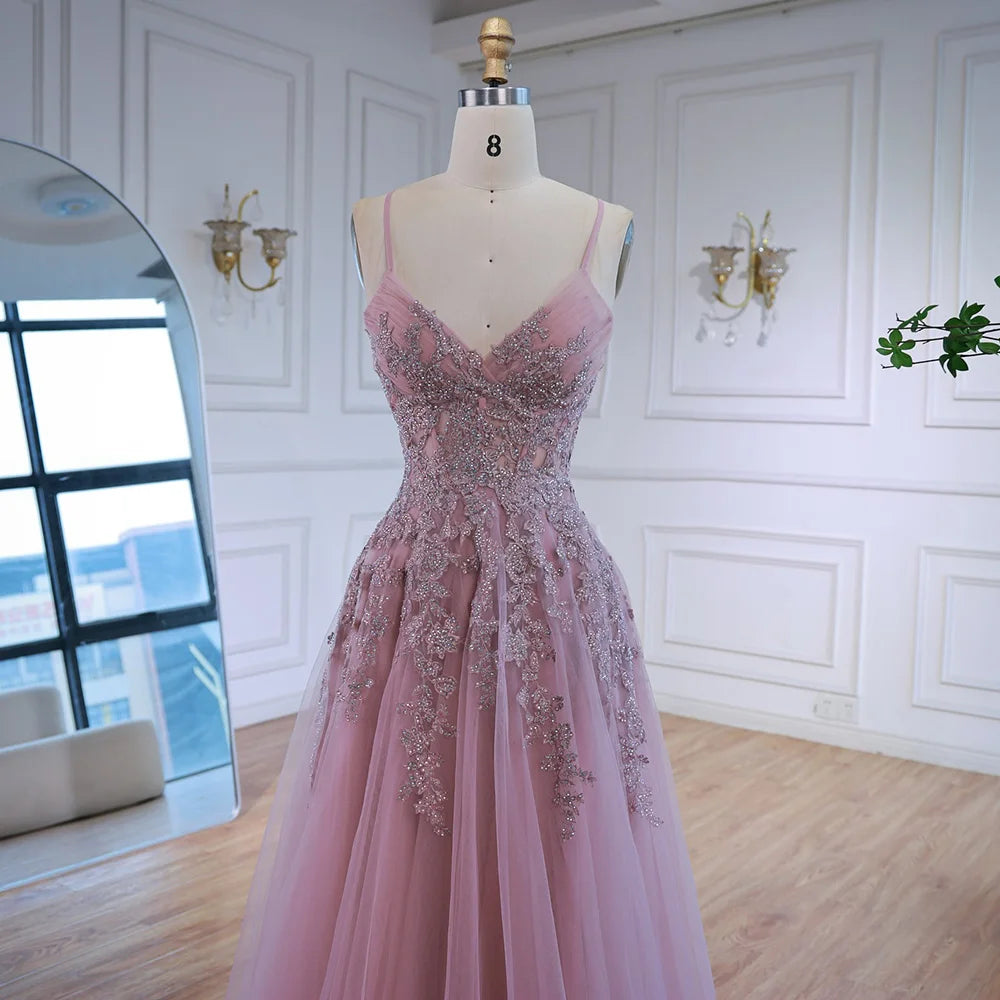 pink and grey formal dress LaDivine CD742 Long Formal Floral Beaded Slit Prom Dress – The Dress Outlet main image 1
