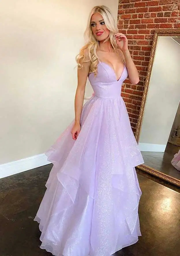 Serene Hill Arabic Lilac Elegant Spaghetti Strap Backless A-Line Prom Dress for Women | Wedding Party LA72676 - SERENE HILL