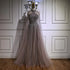 Luxury Beaded A-Line Evening Dress with Cape Sleeves LA73054 - SERENE HILL
