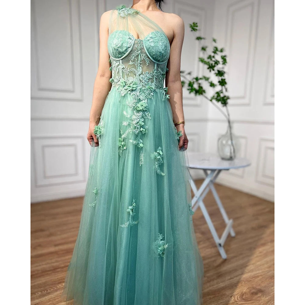 Serene Hill Lilac One Shoulder Split Long 2025 Flower Graduation School Party Gown Celebrity Prom Dresses LA71881 - SERENE HILL