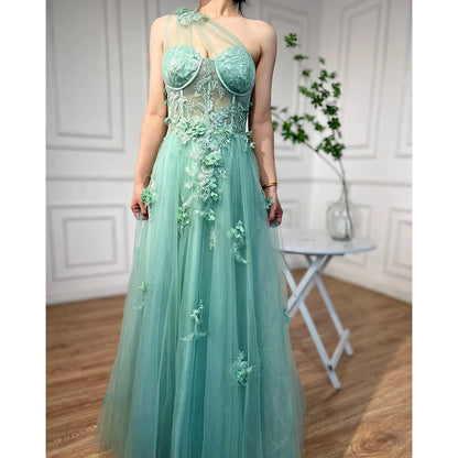 Serene Hill Lilac One Shoulder Split Long 2025 Flower Graduation School Party Gown Celebrity Prom Dresses LA71881 - SERENE HILL