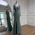 Luxury Turquoise Crystal Beaded Evening Dress Elegant Slit Gown LA73179 - SERENE HILL