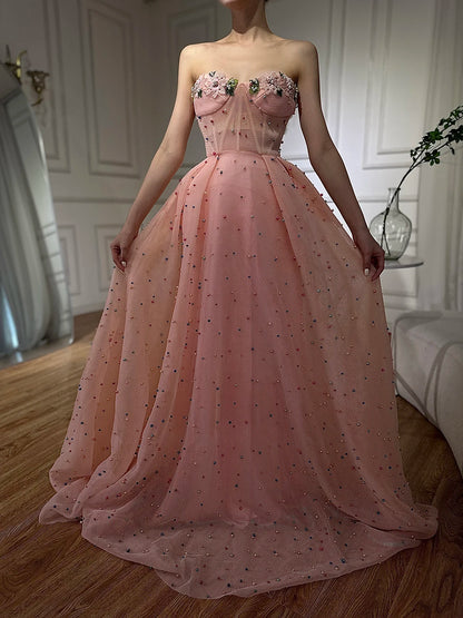 Luxury Flowers Pearls Evening Dress LA6490 On Sale - SERENE HILL