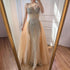 Luxury Nude Spaghetti Strap Mermaid Evening Dress with Overskirt Beaded LA73090 - SERENE HILL
